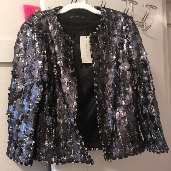 Zara Jackets & Coats Zara Sequin Tweed Jacket Poshmark